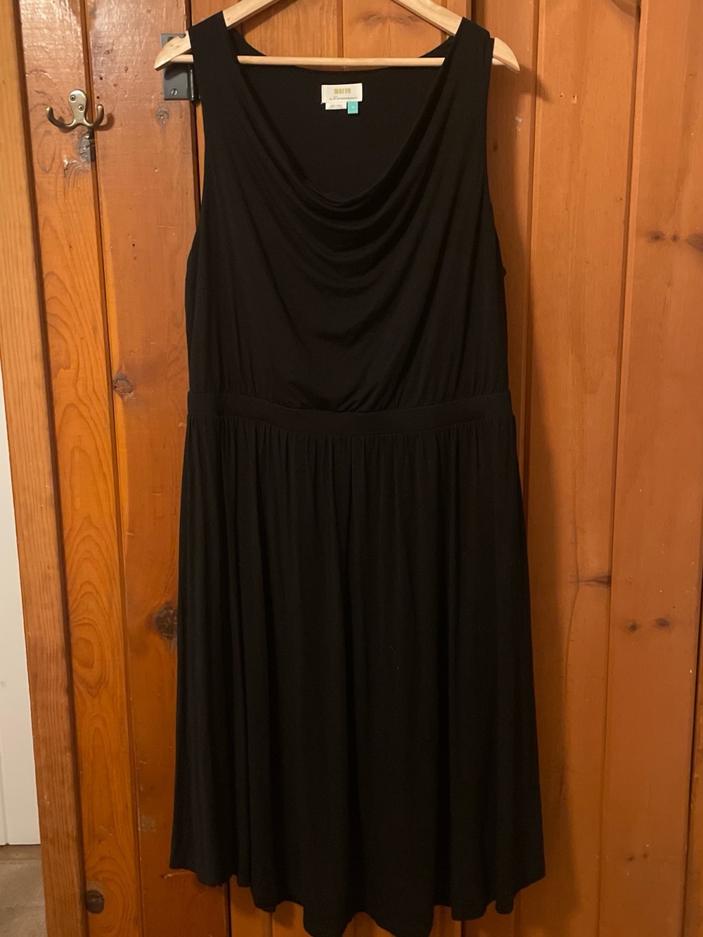 Maeve by Anthropologie Brianne Black Cowl Neck Fit & Flare Midi Dress 1X EUC